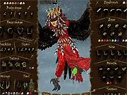 Screenshot of the Harpy Maker online game showing a character customization screen with different body type and wing options
