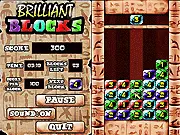 Brilliant Blocks free online puzzle game thumbnail showing colored and numbered falling blocks on PlayArcadeHub