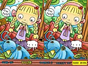 Free online puzzle game screenshot of Emma and a little Bluebird, showing a girl and a bluebird in a bright, illustrated scene