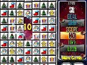 Christmas Rush Mania Match 3 free game screenshot, showing a puzzle board filled with colorful Christmas ornaments and candy canes