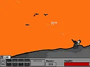 Screenshot of the Bird Flu Shooter online game showing a crosshair targeting a flock of incoming birds over a northern landscape