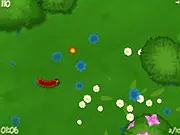 Garden Bug game screenshot showing a centipede moving through a garden maze to collect glowing balls