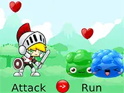 Attack Jump Run game screen, featuring the Attack, Jump, and Run buttons in a rock paper scissors-style combat