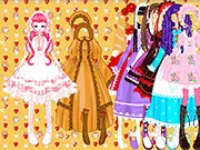 Super Dollfie Dress-Up free online game showing a cute customizable doll wearing a fashionable outfit and accessories