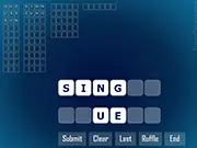 Word Ruffle free online word game screenshot – Letters scrambled on the screen with a timer running.
