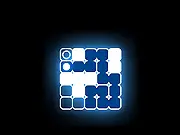 Play Pathologic free online, showing a minimalistic maze puzzle made of squares with a line tracing a path to collect small circles.