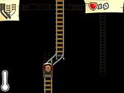 Runaway Mine Train free online game screenshot – Mine cart speeding down tracks with a switch control in the foreground.