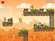 Angelico 2 game screenshot, a colorful animated platformer character jumping over obstacles, play free online skill-based game