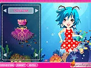 Screenshot of the Cute Fairy Undersea game showing the character Hali, a sea fairy, dressed in underwater clothing with visible wing and tattoo options