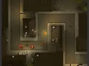 Play Favela Heroes free online, showing armed men defending rooftops against an invading enemy gang in a strategic tower defense game.