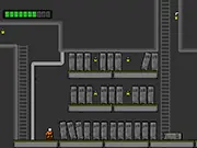 Nuclear Plant Man free adventure game screenshot, showing a glowing character standing in a dark, hazardous hallway of a nuclear facility
