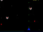 Corvus classic space shooter game screen, pixel art spaceship battling asteroids and enemy invaders