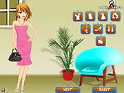 Young girl model wearing a cute, trendy outfit with accessories in the Young Fashion Dress Up free game