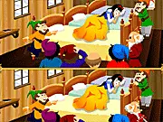 Screenshot from Snow White Difference game showing two nearly identical scenes from the fairy tale with several differences that need to be found