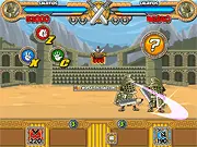 Free online game image of Gladiator Combat Arena showing two Roman gladiators fighting in an arena with swords and shields