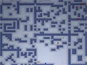 Screenshot of Please Remain Calm game action with character running from a black shadow, collecting coins on a platform level.