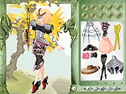 Jungle Peace Warrior Dress Up game, fashion model in nature-themed clothing and accessories