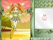 Free online game image of Fairy Flora Dressup showing a fairy with long flowing hair, wings, and a floral dress