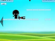 Zombie Rabbits Must Die game screenshot showing colorful creatures being launched at platforms holding undead bunny zombies, a free online puzzle game.