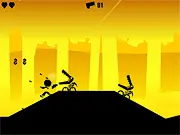 Screenshot of the GunRun online game showing a scarf-wearing hero character running and shooting projectiles at enemies in an action-packed environment.