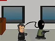 Gameplay screenshot of Tactical Fury: Counter-Terror Action showing a player character engaging a group of enemies with a long sword or katana in a gritty urban environment.