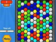 The Hexar game board showing a grid of different colored hexagonal tiles, illustrating the rotation puzzle mechanic for matching groups.