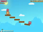 Screenshot of Kick the Block free online game, a physics puzzle involving red and green blocks