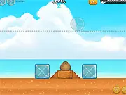 Screenshot of Cover Pou Summer free online game, building a shelter for Pou using physics blocks