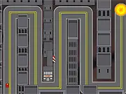 The Speedmans game screen showing a small car icon racing through a narrow track maze with sharp corners