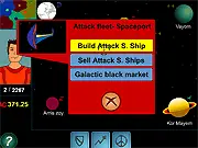 Space Empires strategy game image showing a futuristic star map with various planets and a fleet of spaceships.