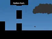 Screenshot of the Umbross game showing a shadowy, fast-moving creature jumping between geometric platforms in a dark landscape.
