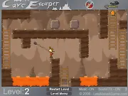 Play Cave Escaper free online game, puzzle platformer, 50 levels of cave adventure, bomb rocks and avoid lava