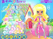 Candyland Princess dress up game free online, style princess in unique candy outfits