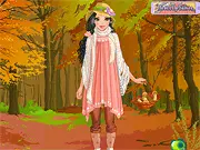 Screenshot of Mushroom Hunt Dress Up game featuring a girl in mori (forest girl) fashion