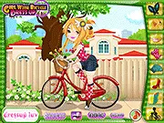 Girl with Bicycle Dress Up free online game, style Tammy the flower delivery girl for tips