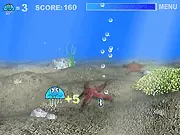 Gluttonous Jellyfish free online arcade game where you collect plankton and avoid crabs