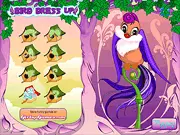 Screenshot of Bird Dress Up free online fashion game showing the bird with various custom feathers and accessories