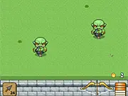 The Wall Archer game showing a first-person view of an archer on a stone wall defending against waves of green Orc soldiers attacking the base.
