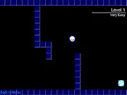 Gravity Pinball Challenge 2 free online game screenshot showing a pinball navigating a maze of blocks towards an exit gate