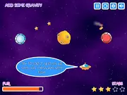 Screenshot of Star Journey free online space game showing a ship collecting stars and avoiding a planet