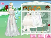Garden Bride Dress Up game screenshot showing a fashionable bride in a white gown and veil standing in a lush, green garden