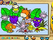 Pick & Paint Coloring game screenshot, selecting a color to fill in a picture outline on PlayArcadeHub free online game