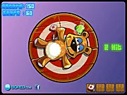 Fruit Darts arcade game online screenshot, free knife throwing game with monkey and teddy bear on PlayArcadeHub