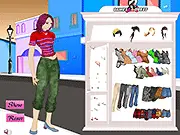 Screenshot of the Street Girl Dress Up game showing a model wearing stylish urban clothing and various accessories on the screen.