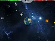 Save the Earth game screenshot, space shooter fighting alien wave invasions, collecting debris for upgrades, play free online