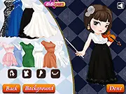 Amazing Violin Girl Dressup free online game, styling Anna for a classical music concert on PlayArcadeHub