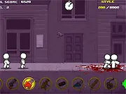 Screenshot of Taste My Full Arsenal, an explosive free online action game featuring a character wielding a large weapon.