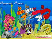 Mermaid Mairin Dressup free online game screenshot, young mermaid getting styled with a customizable tail on PlayArcadeHub