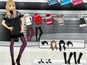 Snowflake Pattern free online dress-up game where a girl is styled in a warm winter outfit with a snowflake knitted sweater.