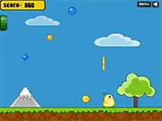 Running Chicken free arcade game online, little chicken avoiding bouncing balls on PlayArcadeHub